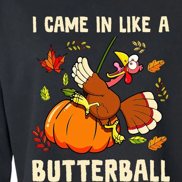 Came In Like A Butterball Funny Thanksgiving Cropped Pullover Crew