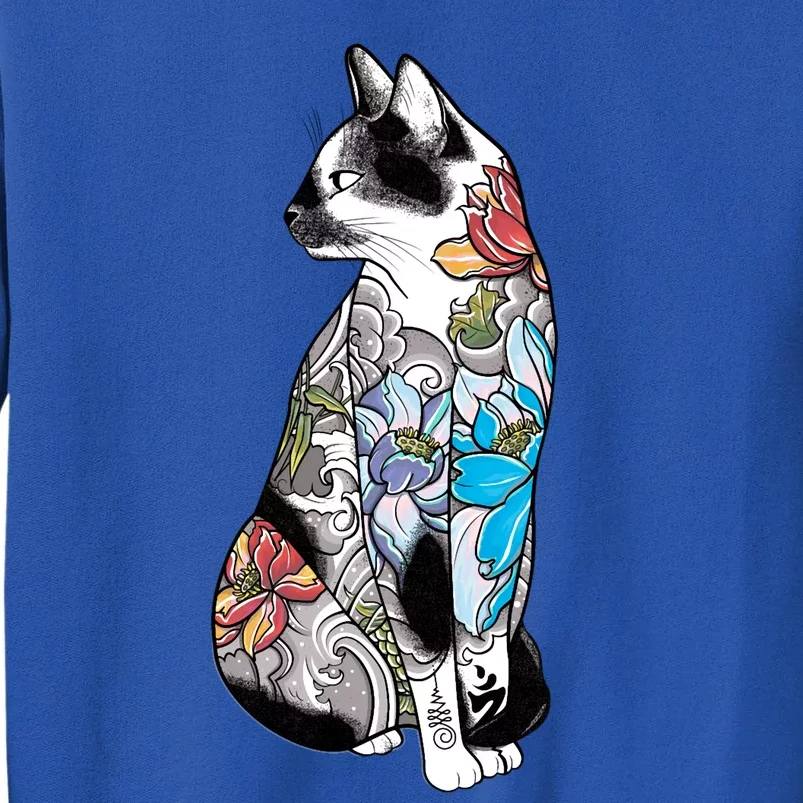 Cat In Lotus Tattoo Tall Sweatshirt