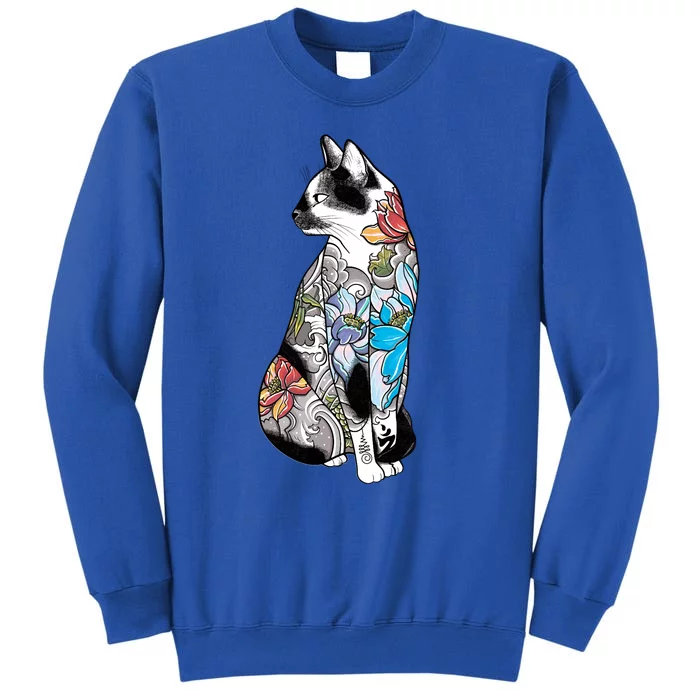 Cat In Lotus Tattoo Tall Sweatshirt