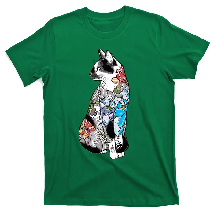 Cat In Lotus Tattoo T-Shirt