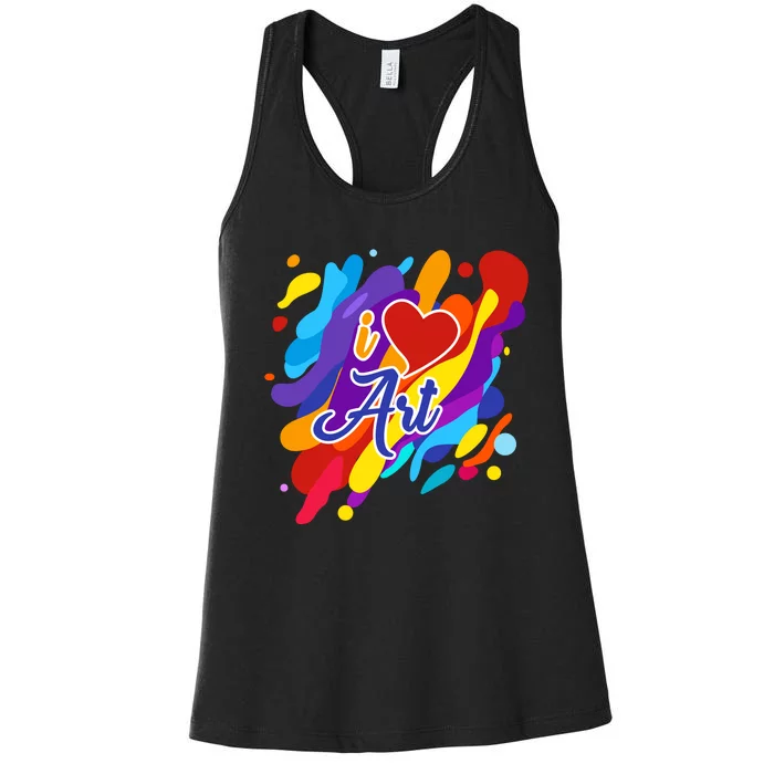 Cool I Love Art Teacher Artist Gift Supplies Women's Racerback Tank