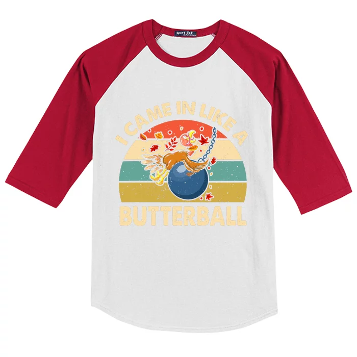 Came In Like A Butterball Funny Thanksgiving Kids Colorblock Raglan Jersey