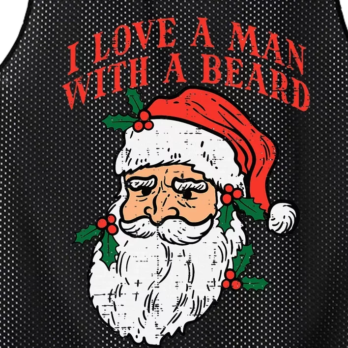 Christmas I Love Man With Beard Santa Funny Xmas Mesh Reversible Basketball Jersey Tank