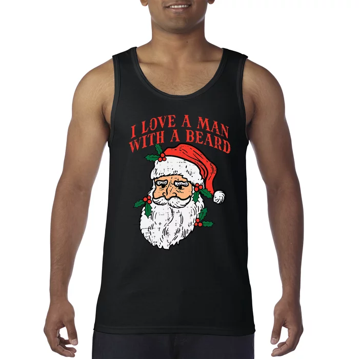 Christmas I Love Man With Beard Santa Funny Xmas Tank Top