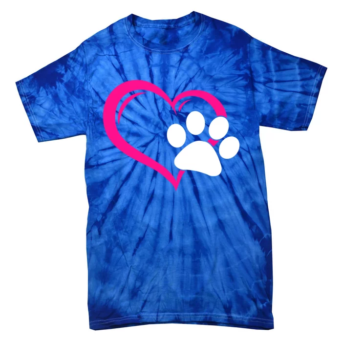 Cute I Love My Dog Puppy Cat Paw Heart Gift Tie-Dye T-Shirt