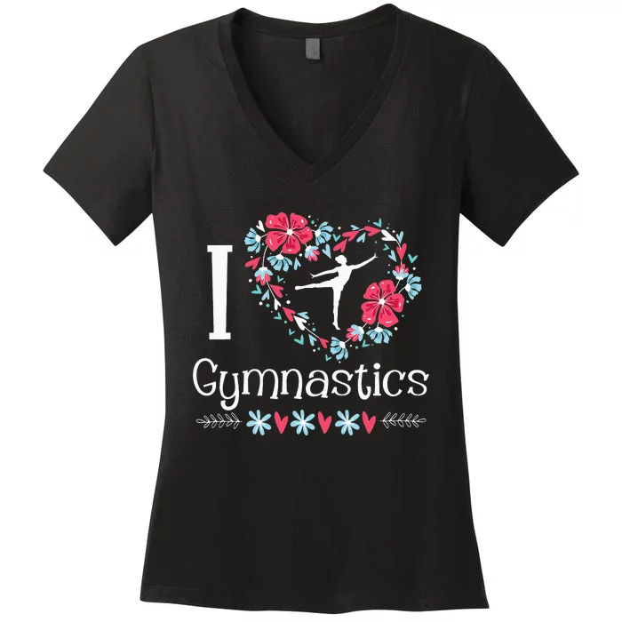 Cheerleading I Love Gymnastics Gymnast Acrobatic Women's V-Neck T-Shirt