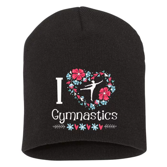 Cheerleading I Love Gymnastics Gymnast Acrobatic Short Acrylic Beanie