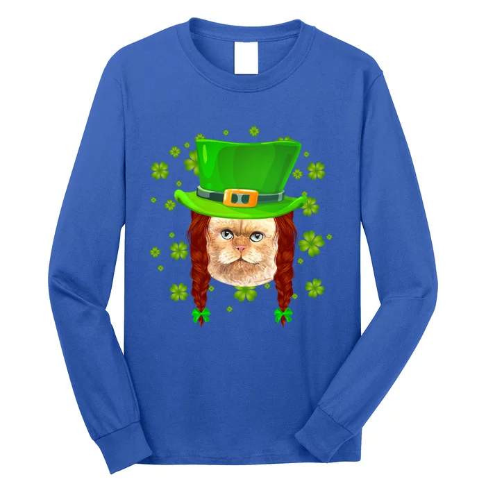 Cat Irish Leprechaun Gangster St Patricks Day Shamrock Gift Long Sleeve Shirt