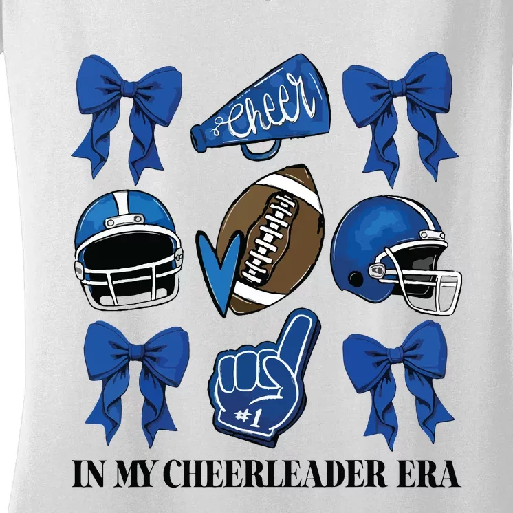 Cheer In My Cheerleader Era Cheer Coquette Football Women's V-Neck T-Shirt