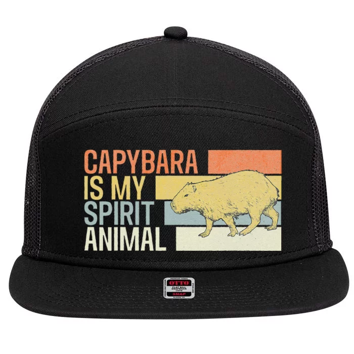 Capybara Is My Spirit Animal. Funny Capybaras Lovers 7 Panel Mesh Trucker Snapback Hat