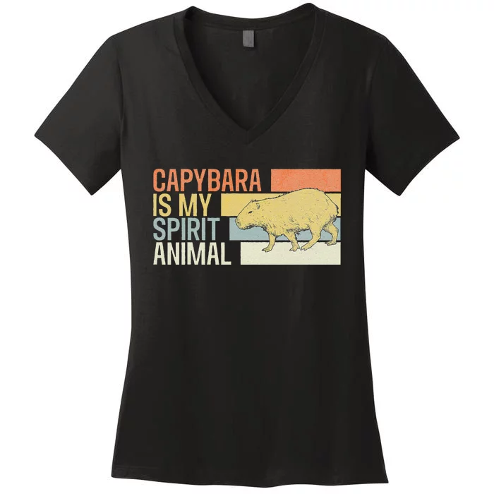 Capybara Is My Spirit Animal. Funny Capybaras Lovers Women's V-Neck T-Shirt