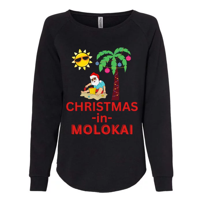 Christmas In Molokai Deck The Palm Trees Family Vacation Great Gift Womens California Wash Sweatshirt