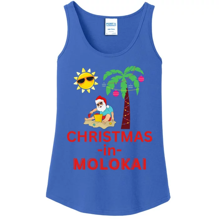 Christmas In Molokai Deck The Palm Trees Family Vacation Great Gift Ladies Essential Tank