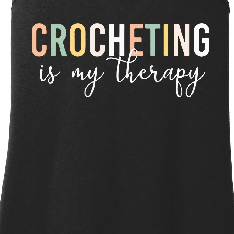 Crocheting Is My Therapy Ladies Essential Tank