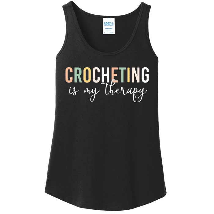 Crocheting Is My Therapy Ladies Essential Tank