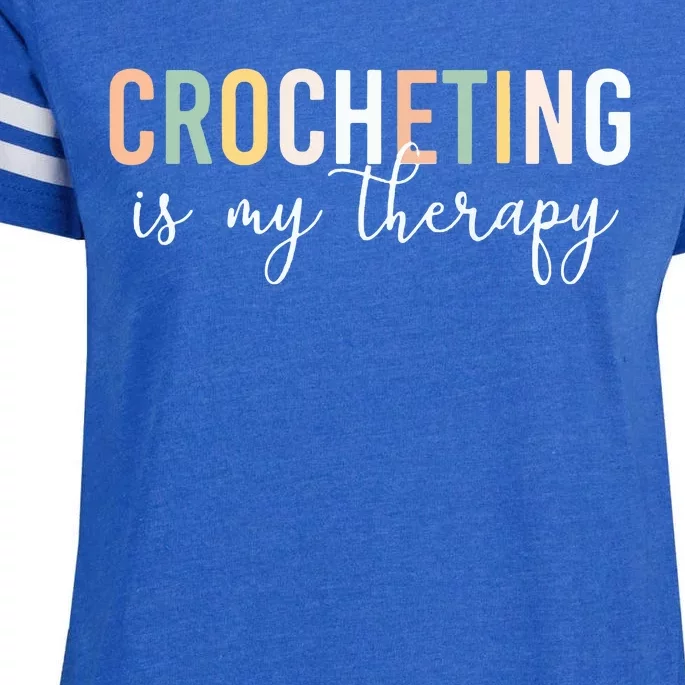 Crocheting Is My Therapy Enza Ladies Jersey Football T-Shirt