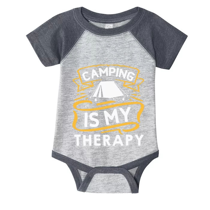 Camping Is My Therapy funny camping Infant Baby Jersey Bodysuit