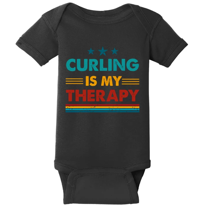 Curling Is My Therapy Funny Curling Gift Baby Bodysuit