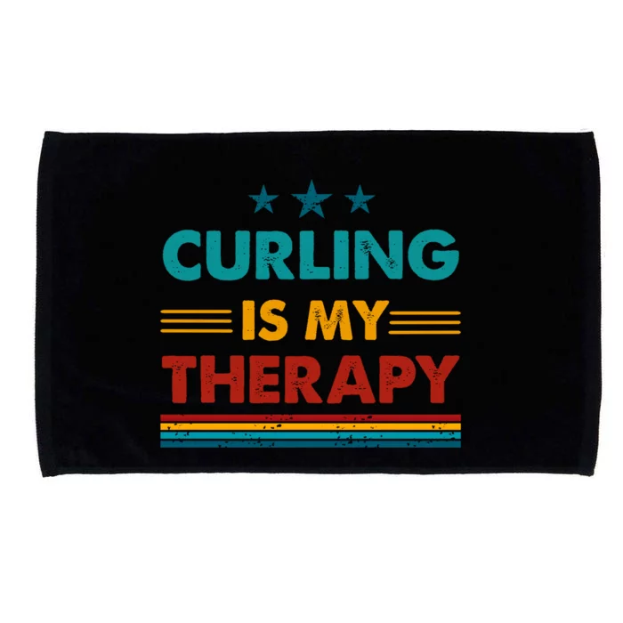 Curling Is My Therapy Funny Curling Gift Microfiber Hand Towel