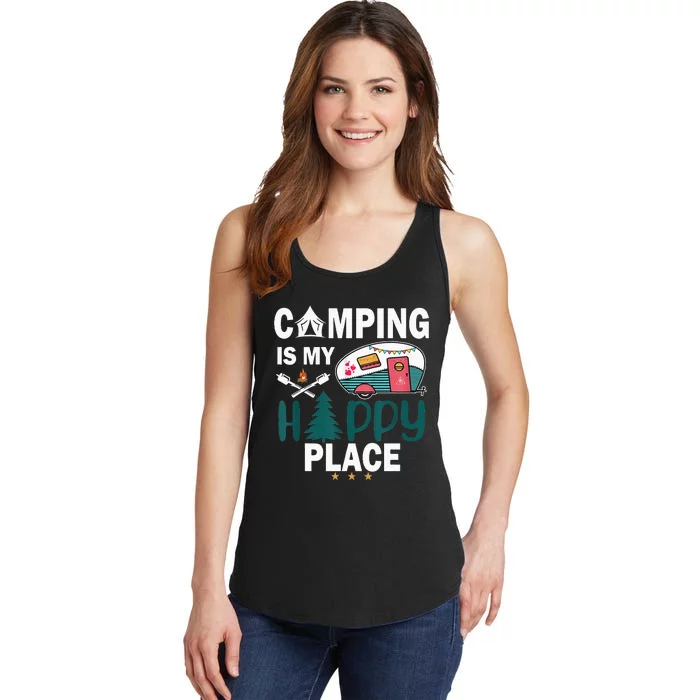 Camping Is My Happy Place Ladies Essential Tank