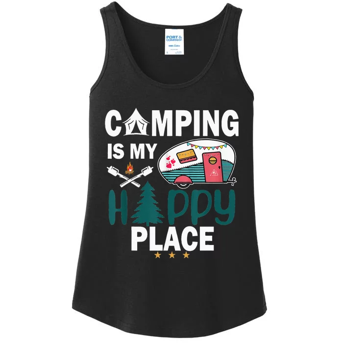 Camping Is My Happy Place Ladies Essential Tank