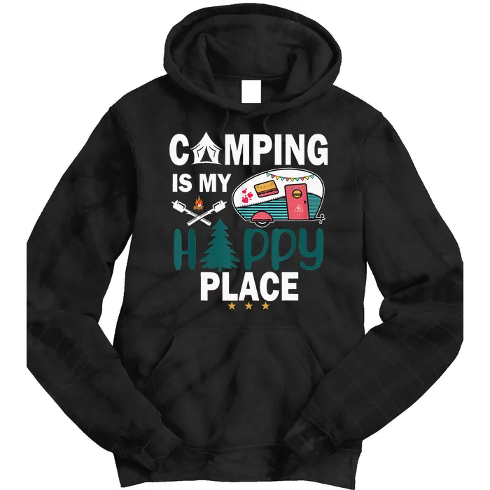 Camping Is My Happy Place Tie Dye Hoodie