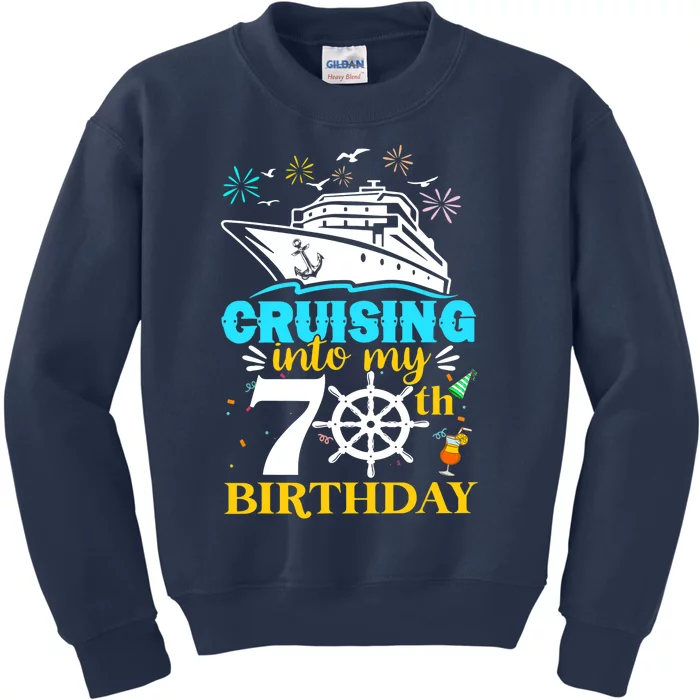 Cruising Into My 70th Birthday 70 Year Old Cruise Birthday Kids Sweatshirt