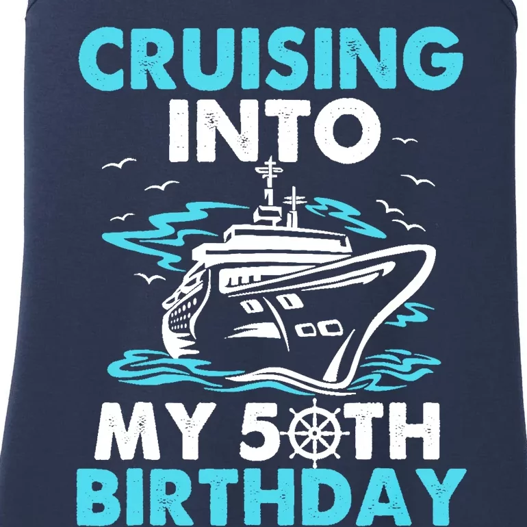 Cruising Into My 50th Birthday 50 Year Old Cruise Birthday.p Ladies Essential Tank