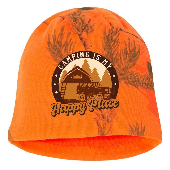 Camping Is My Happy Place Retro Kati - Camo Knit Beanie