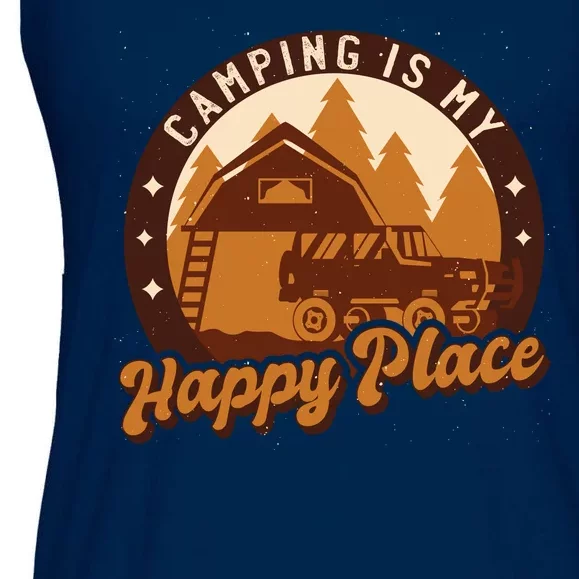 Camping Is My Happy Place Retro Ladies Essential Flowy Tank