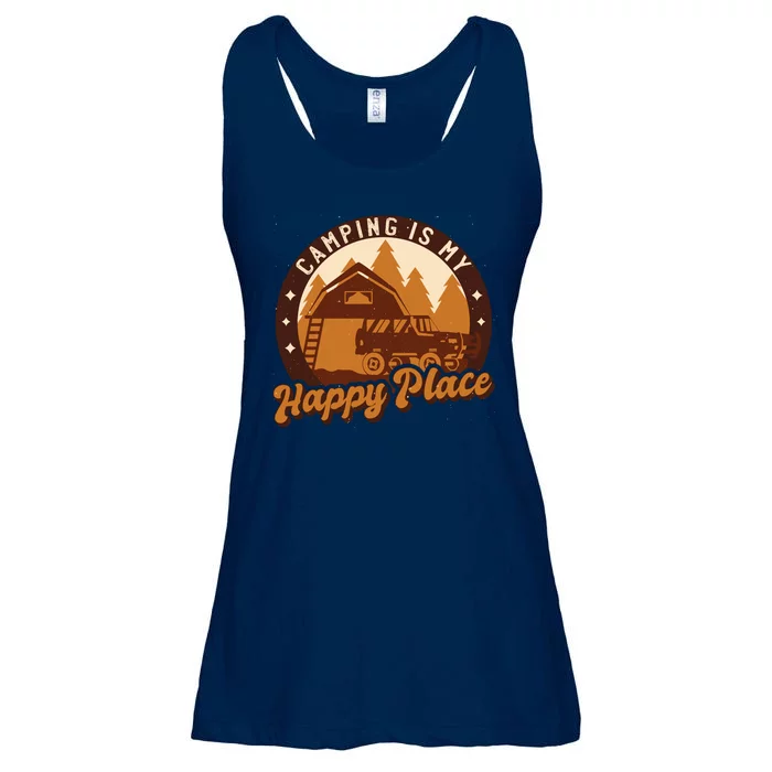 Camping Is My Happy Place Retro Ladies Essential Flowy Tank