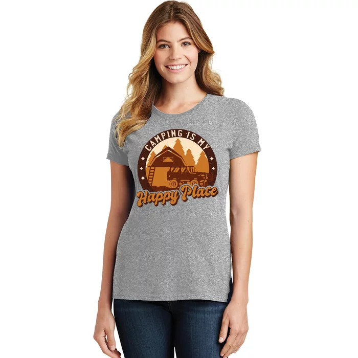 Camping Is My Happy Place Retro Women's T-Shirt