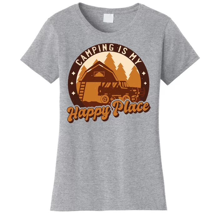 Camping Is My Happy Place Retro Women's T-Shirt