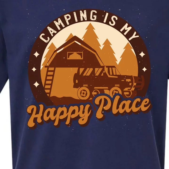 Camping Is My Happy Place Retro Sueded Cloud Jersey T-Shirt