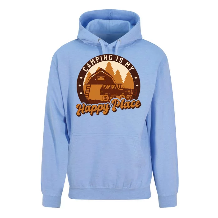 Camping Is My Happy Place Retro Unisex Surf Hoodie