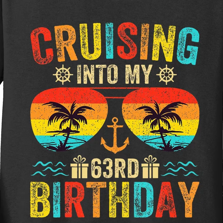 Cruising Into My 63rd Birthday Cruise Kids Long Sleeve Shirt