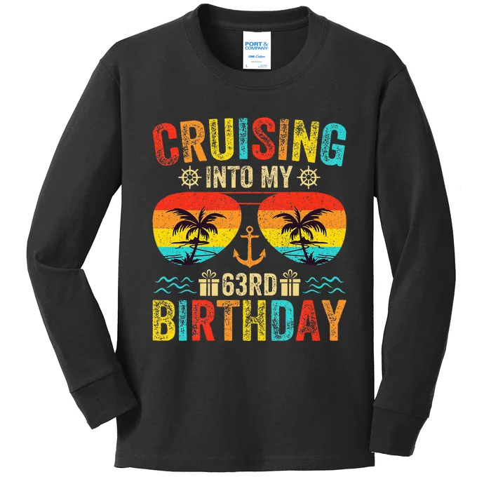 Cruising Into My 63rd Birthday Cruise Kids Long Sleeve Shirt