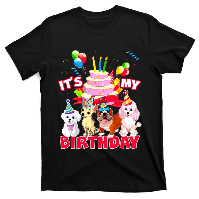 Cute Its My Birthday Dog And Puppy Theme Party Day Costume T-Shirt