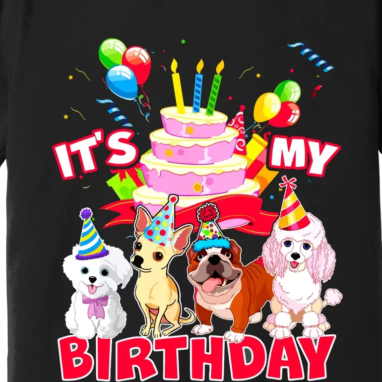 Cute Its My Birthday Dog And Puppy Theme Party Day Costume Premium T-Shirt