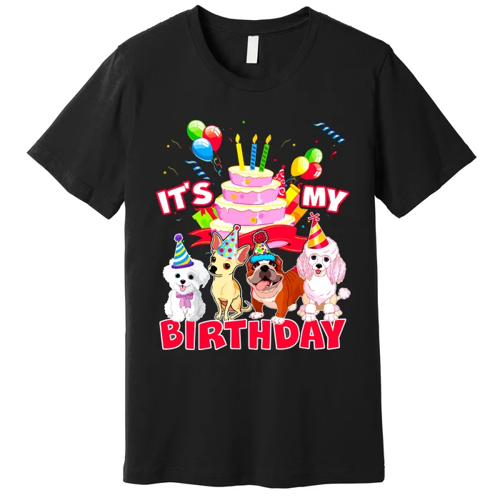 Cute Its My Birthday Dog And Puppy Theme Party Day Costume Premium T-Shirt