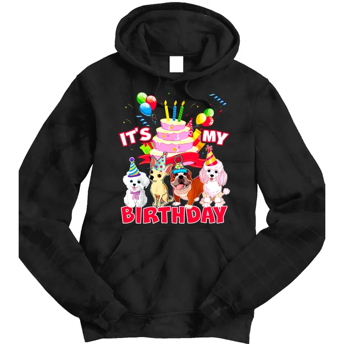 Cute Its My Birthday Dog And Puppy Theme Party Day Costume Tie Dye Hoodie