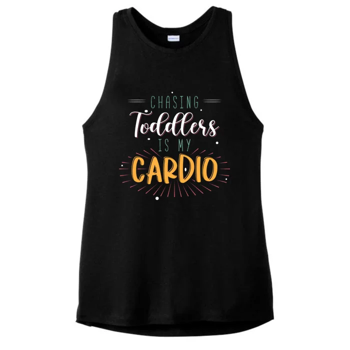 Chasing Is My Cardio Sitter Gift Ladies Tri-Blend Wicking Tank