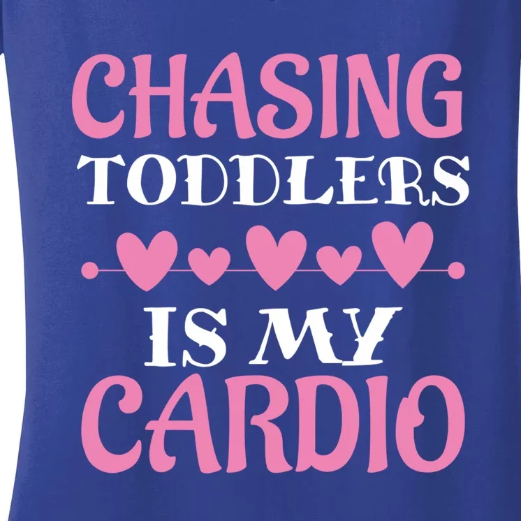 Chasing Is My Cardio Sitters Nanny Gift Women's V-Neck T-Shirt