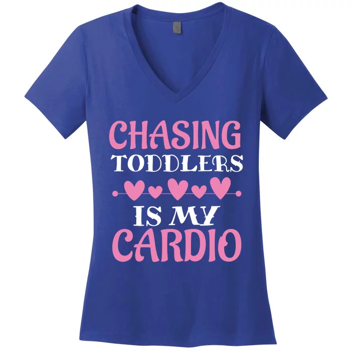 Chasing Is My Cardio Sitters Nanny Gift Women's V-Neck T-Shirt