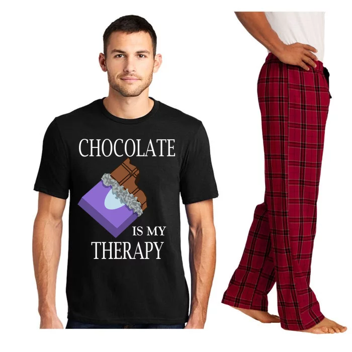 Chocolate Is My Therapy Ironic Quote Chocolate Lover Gift Pajama Set