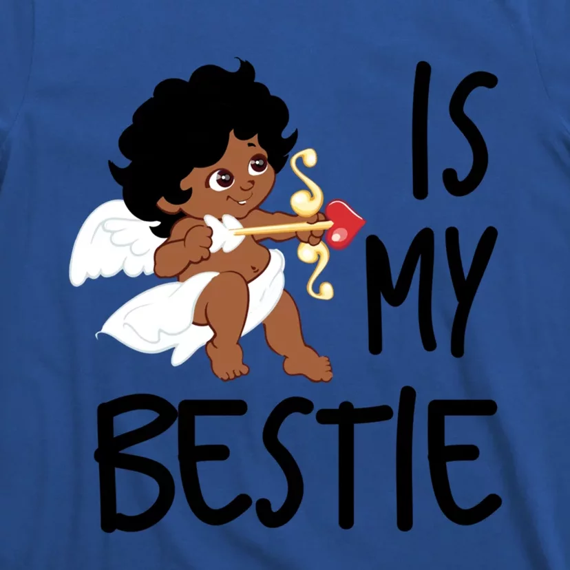 Cupid Is My Bestie Valentine Top Fun Cute Brown Skin Cupid Gift T-Shirt