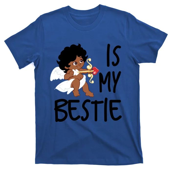 Cupid Is My Bestie Valentine Top Fun Cute Brown Skin Cupid Gift T-Shirt