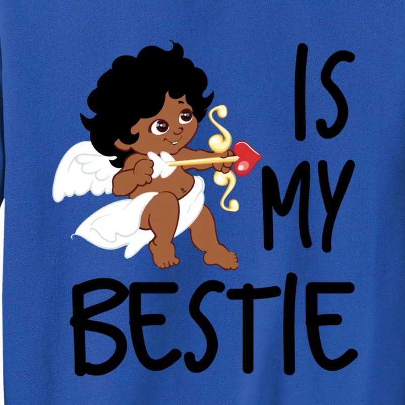 Cupid Is My Bestie Valentine Top Fun Cute Brown Skin Cupid Gift Tall Sweatshirt