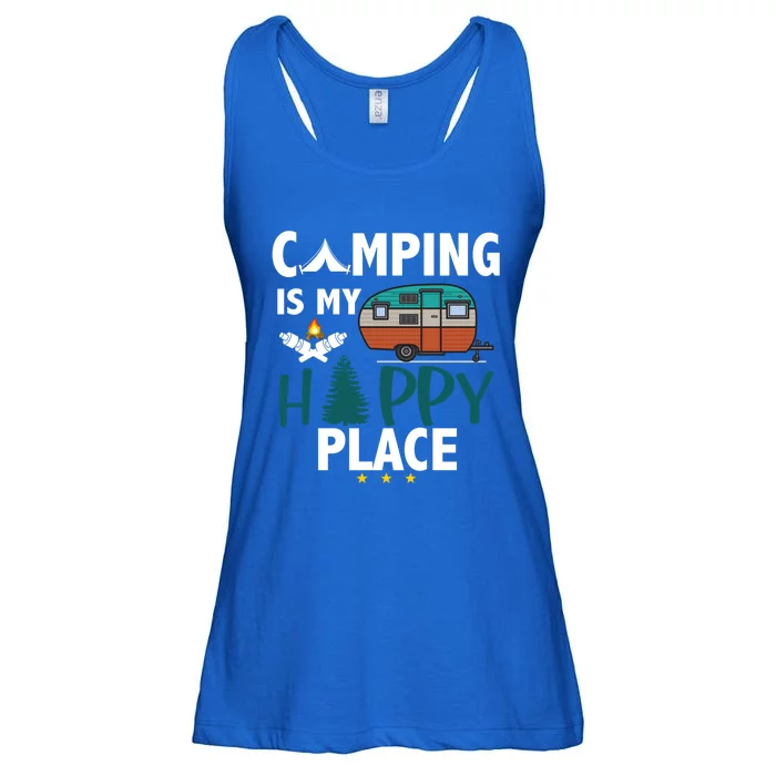 Camping Is My Happy Place Camp Camper Camping Graphic Gift Ladies Essential Flowy Tank