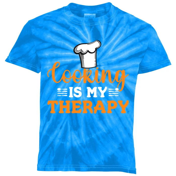 Cooking Is My Therapy Cook Baking Baker Chef Gift Kids Tie-Dye T-Shirt